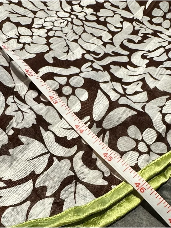 Robbie Bee Brown and White Floral Midi Dress with Lime Trim - Picture 7 of 7